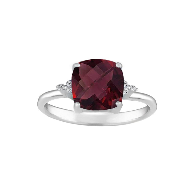 Garnet and Diamond Accent Ring in Sterling Silver - jewelerize.com