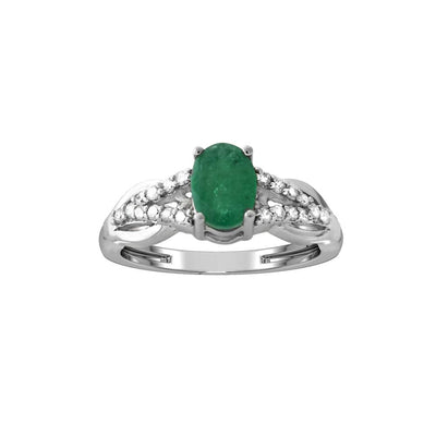 10k White Gold Emerald and Diamond Ring - jewelerize.com