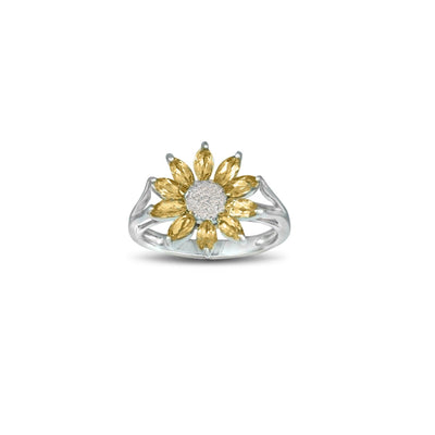 Citrine and Diamond Accent Flower Ring in Silver - jewelerize.com