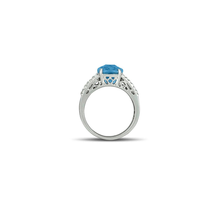 Blue Topaz and White Topaz Fashion Silver Ring - jewelerize.com