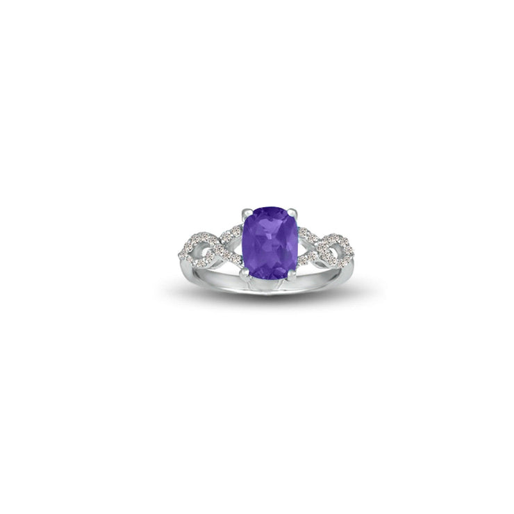 Amethyst and Diamond Fashion Sterling Silver Ring - jewelerize.com