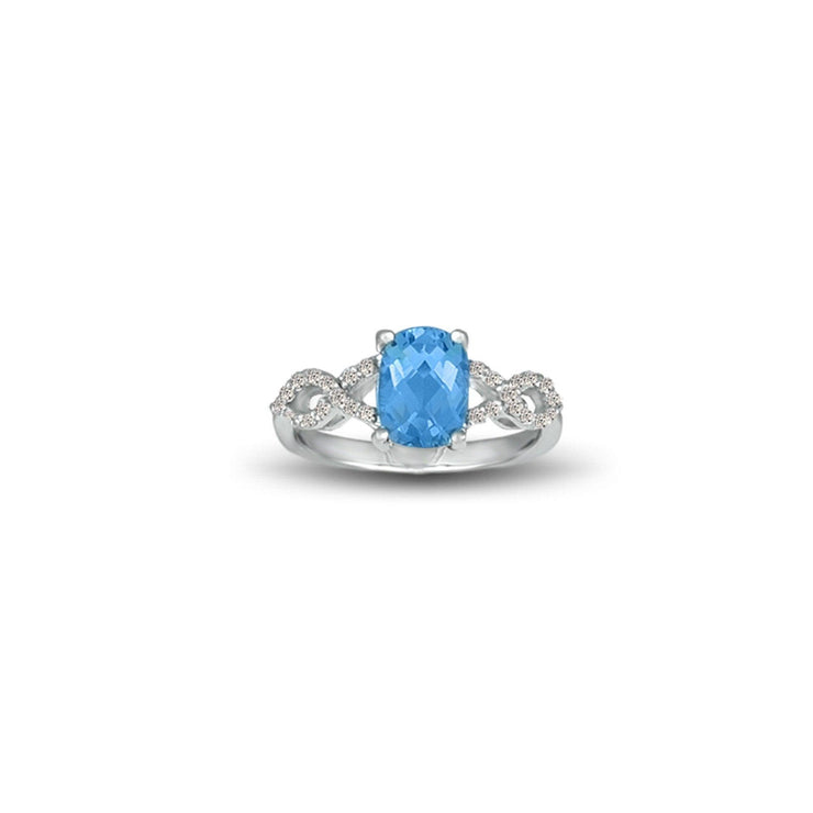 Blue Topaz and Diamond Fashion Sterling Silver Ring - jewelerize.com