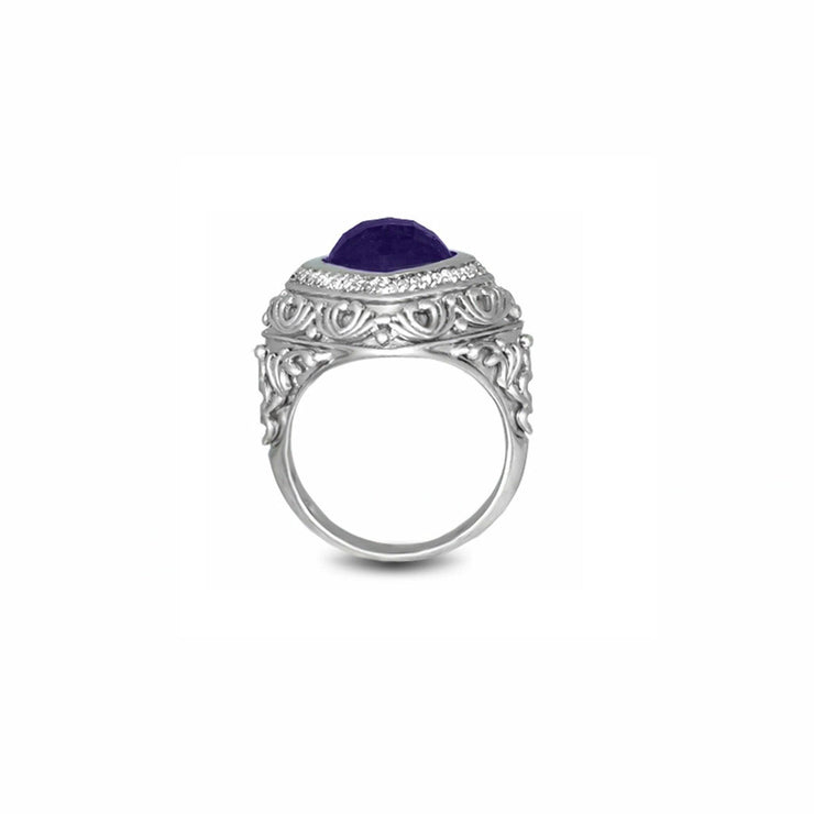 Amethyst and Diamond Fashion Silver Ring - jewelerize.com