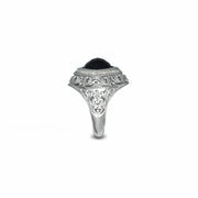 Black Onyx and Diamond Fashion Silver Ring - jewelerize.com