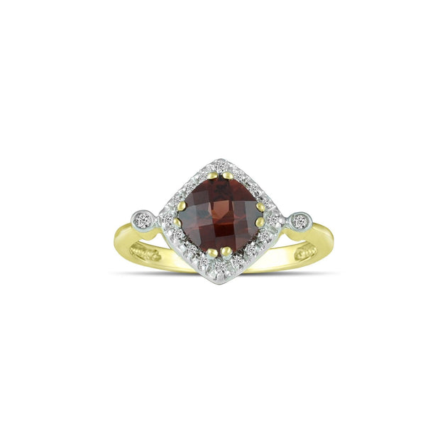 10K Yellow Gold Garnet and Diamond Accent Fashion Ring - jewelerize.com