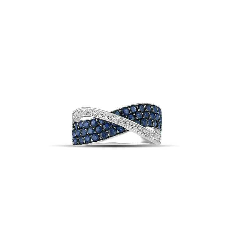 10K White Gold Sapphire and Diamond Accent Fashion Ring - jewelerize.com