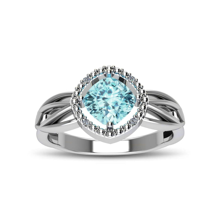 Aquamarine and Diamond Fashion Silver Ring - jewelerize.com