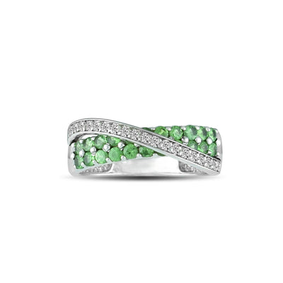 10K White Gold Tsavorite and Diamond Accent Fashion Ring - jewelerize.com
