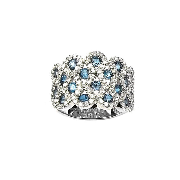 Blue Topaz and Created White Sapphire Estate Ring - jewelerize.com