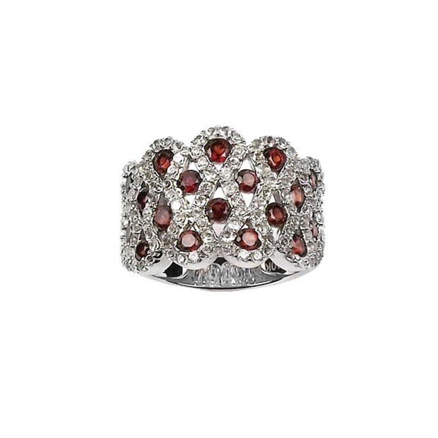 Garnet and Created White Sapphire Estate Ring - jewelerize.com