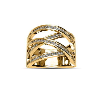 Gold Plated Cubic Zirconia Fashion Ring in Sterling Silver - jewelerize.com