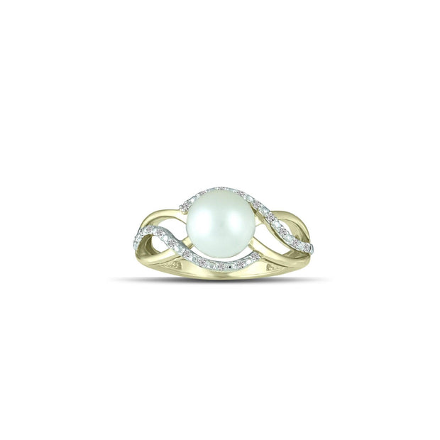 10K Yellow Gold Freshwater Pearl and Diamond Accent Ring - jewelerize.com
