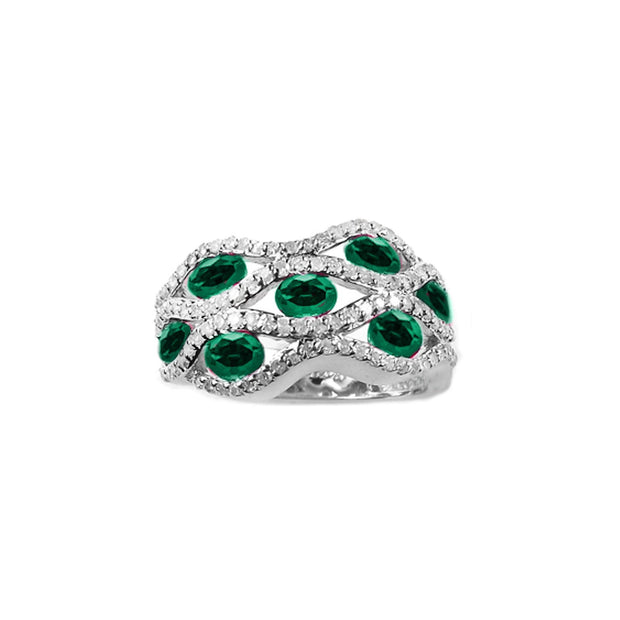 Created Emerald and Created White Sapphire Estate Ring - jewelerize.com