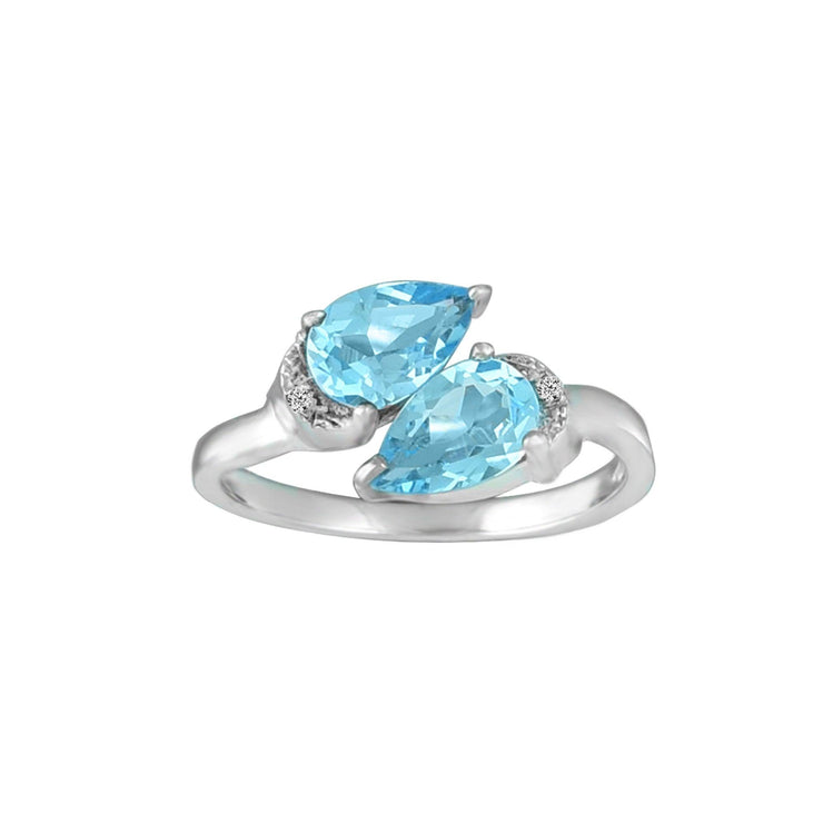 Blue Topaz and Diamond Ring in Sterling Silver - jewelerize.com