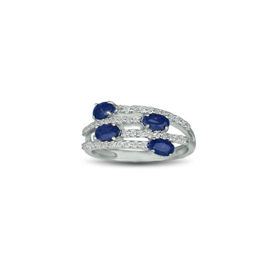 Created Sapphire and Created White Sapphire Silver Ring - jewelerize.com