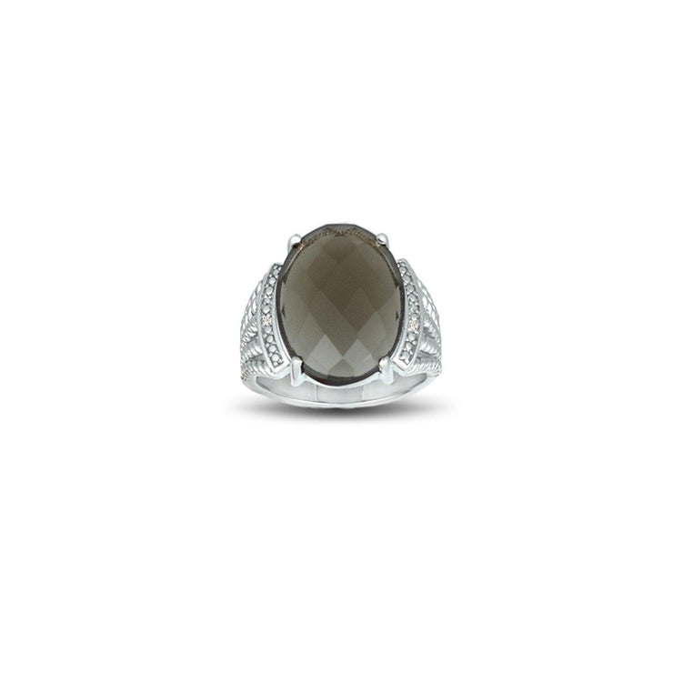 Smokey Quartz and Diamond Accent Ring in Sterling Silver - jewelerize.com