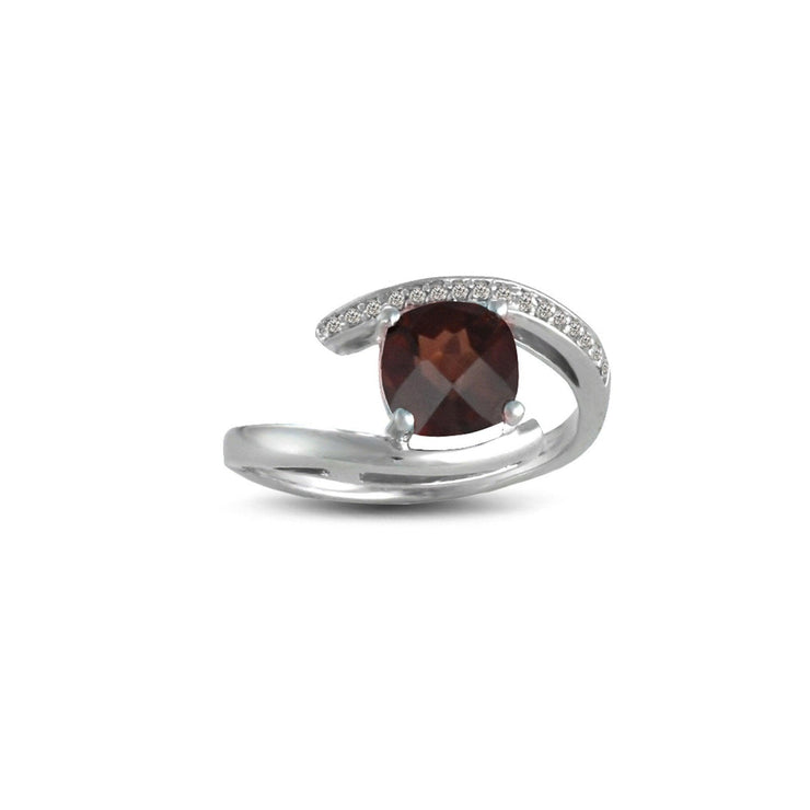 Garnet and Diamond Accent Ring in Sterling Silver - jewelerize.com