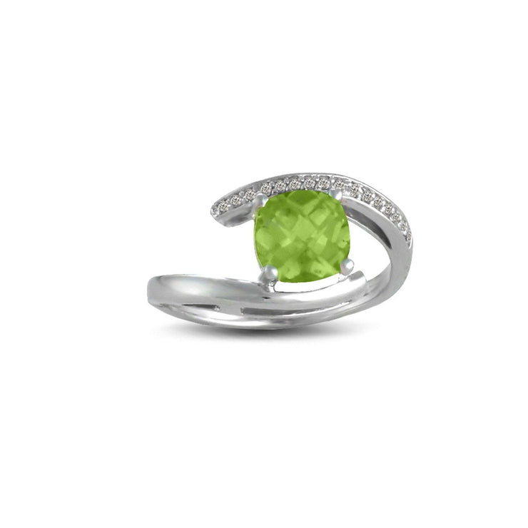 Peridot and Diamond Accent Ring in Sterling Silver - jewelerize.com