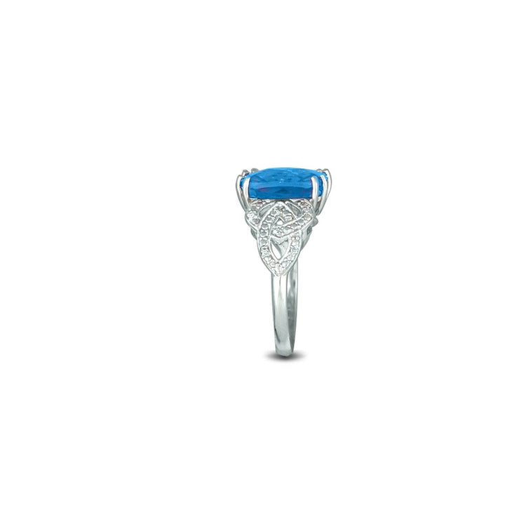 Blue Topaz and Diamond Accent Ring in Sterling Silver - jewelerize.com
