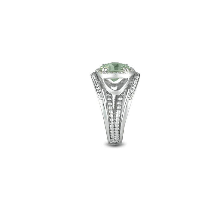 Green Amethyst and Created White Sapphire Silver Ring - jewelerize.com