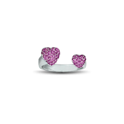 Created Ruby Heart Ring in Sterling Silver - jewelerize.com