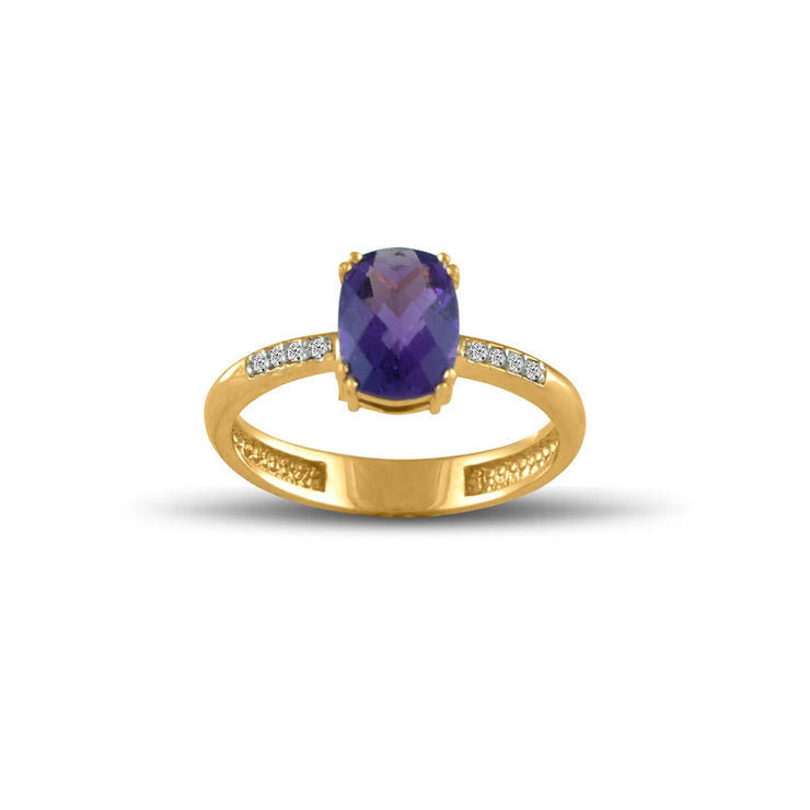 10K Yellow Gold Amethyst and Diamond Accent Fashion Ring - jewelerize.com