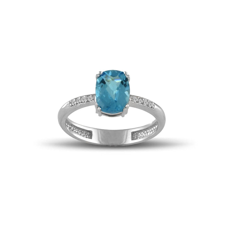10K White Gold Blue Topaz and Diamond Accent Fashion Ring - jewelerize.com