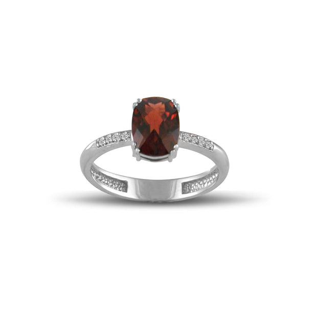 10K White Gold Garnet and Diamond Accent Fashion Ring - jewelerize.com