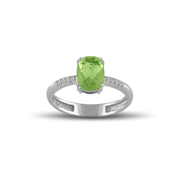 10K White Gold Peridot and Diamond Accent Fashion Ring - jewelerize.com