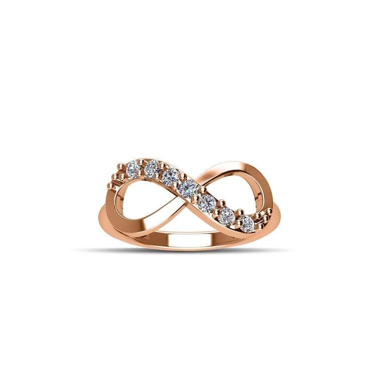 Rose Gold Plated over Sterling Silver Cubic Zirconia Fashion Infinity Ring - jewelerize.com