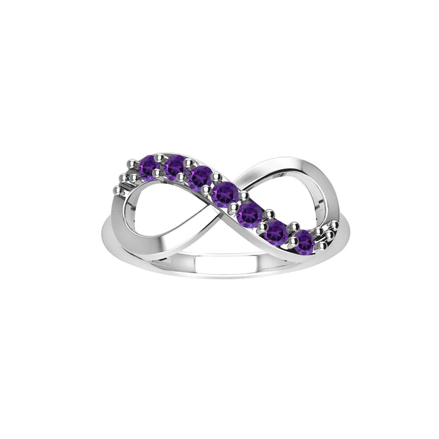 Sterling Silver Amethyst Infinity Ring - jewelerize.com