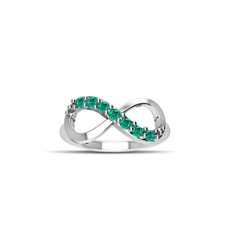 Sterling Silver Created Emerald Infinity Ring - jewelerize.com