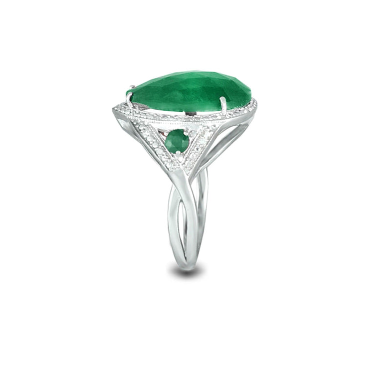 Genuine Emerald and Diamond Accent Silver Ring - jewelerize.com