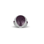 Genuine Ruby and Diamond Accent Silver Ring - jewelerize.com