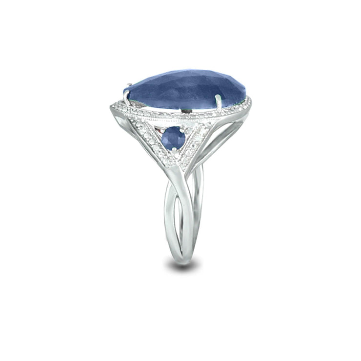 Genuine Sapphire and Diamond Accent Silver Ring - jewelerize.com