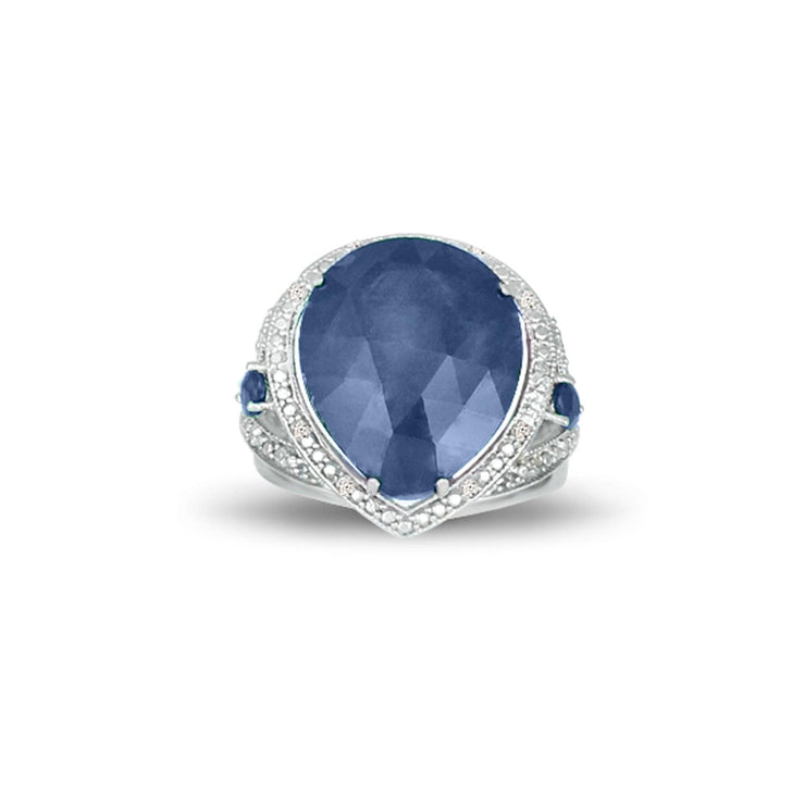 Genuine Sapphire and Diamond Accent Silver Ring - jewelerize.com