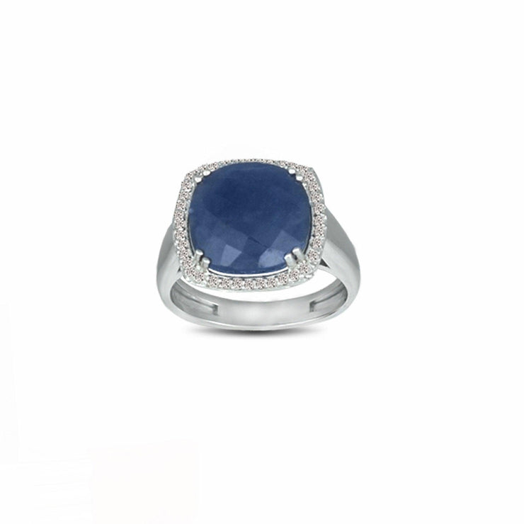 Genuine Sapphire and Diamond Accent Silver Ring - jewelerize.com