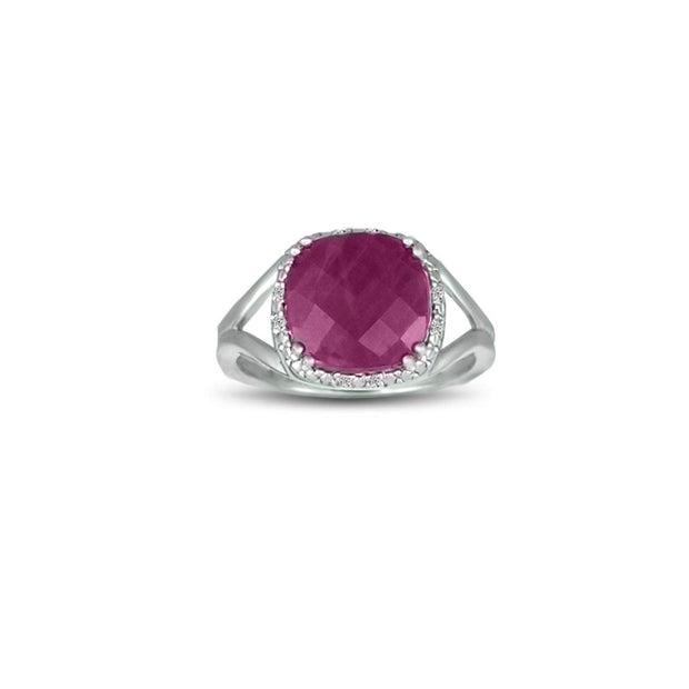 Genuine Ruby and Diamond Accent Silver Ring - jewelerize.com