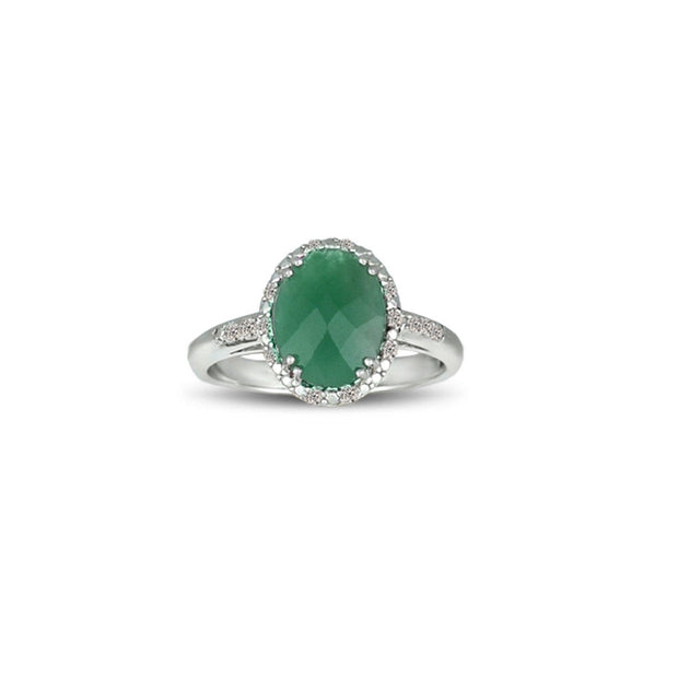Genuine Emerald and Diamond Accent Silver Ring - jewelerize.com