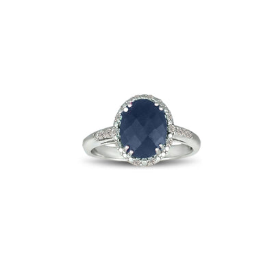 Genuine Sapphire and Diamond Accent Silver Ring - jewelerize.com