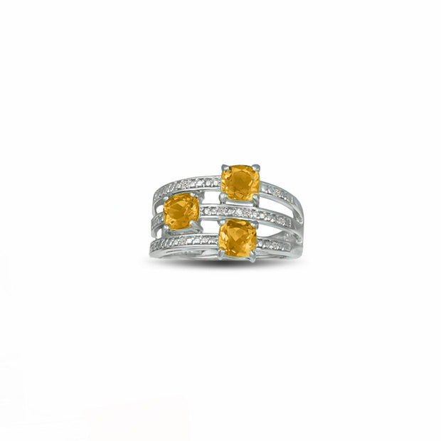 Citrine and Diamond Accent Ring in Sterling Silver - jewelerize.com