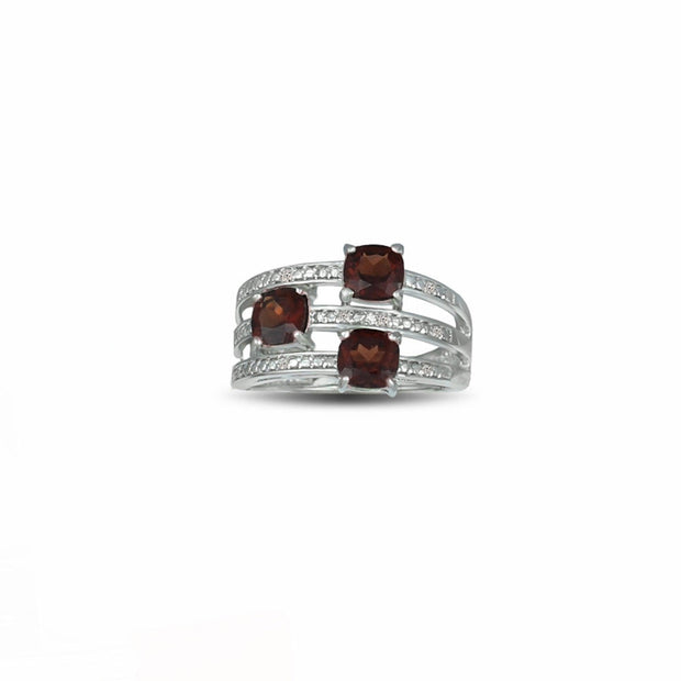 Garnet and Diamond Accent Ring in Sterling Silver - jewelerize.com