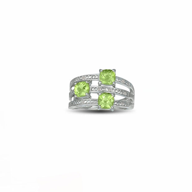 Peridot and Diamond Accent Ring in Sterling Silver - jewelerize.com