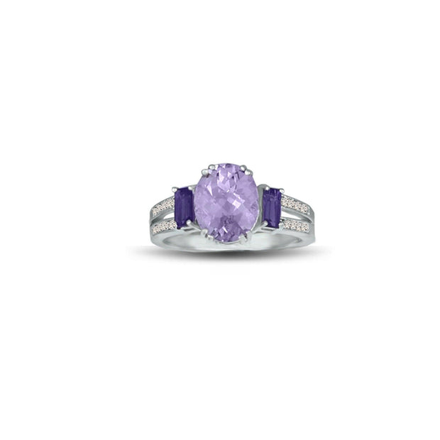 Amethyst and Pink Amethyst Ring in Sterling Silver - jewelerize.com