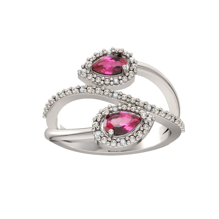 Created Ruby and Diamond Fashion Silver Ring - jewelerize.com
