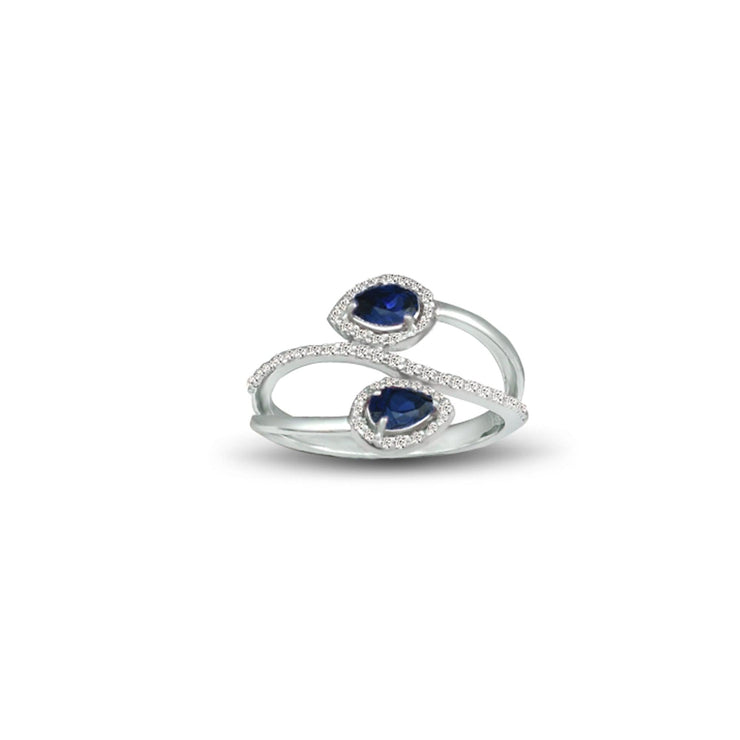 Created Sapphire and Diamond Fashion Silver Ring - jewelerize.com