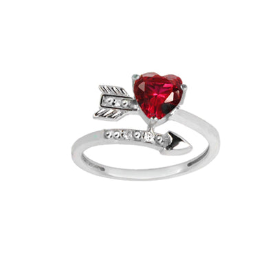 Created Ruby and Diamond Heart Arrow Ring - jewelerize.com