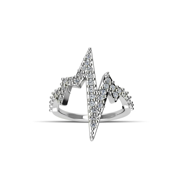 Cubic Zirconia Fashion Heartbeat Ring in Sterling Silver - jewelerize.com