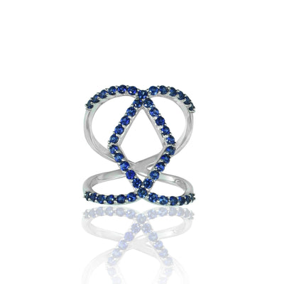 Created Sapphire Geometric Fashion Ring in Sterling Silver - jewelerize.com