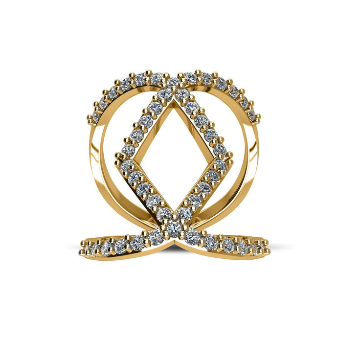 Yellow Gold Plated Cubic Zirconia Fashion Geo Ring in Sterling Silver - jewelerize.com